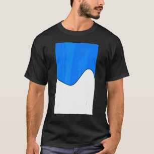 Geometric Two Tone Wave Pattern Azure And White T-Shirt