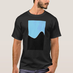 Geometric Two Tone Wave Pattern Baby Blue And Blac T-Shirt