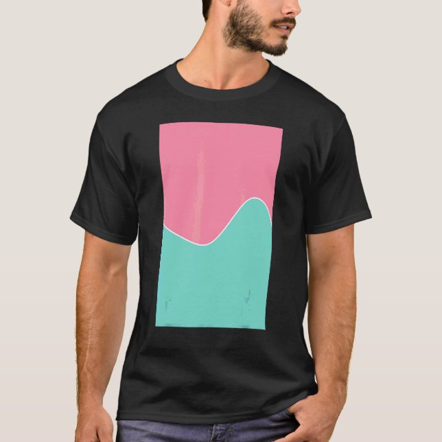 Geometric Two Tone Wave Pattern Baker Miller Pink  T-Shirt (Front)