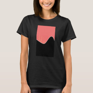 Geometric Two Tone Wave Pattern Coral Pink And Bla T-Shirt