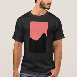 Geometric Two Tone Wave Pattern Coral Pink And Bla T-Shirt