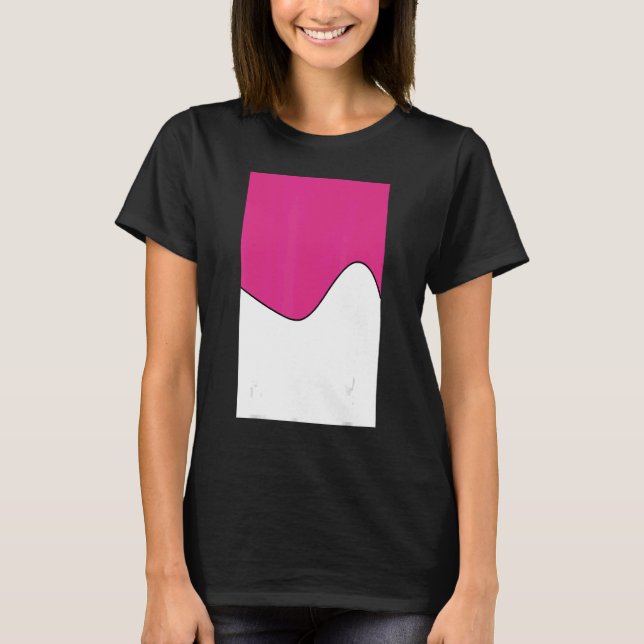 Geometric Two Tone Wave Pattern Deep Cerise And Wh T-Shirt (Front)