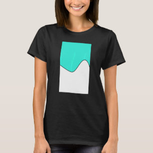 Geometric Two Tone Wave Pattern Turquoise And Whit T-Shirt