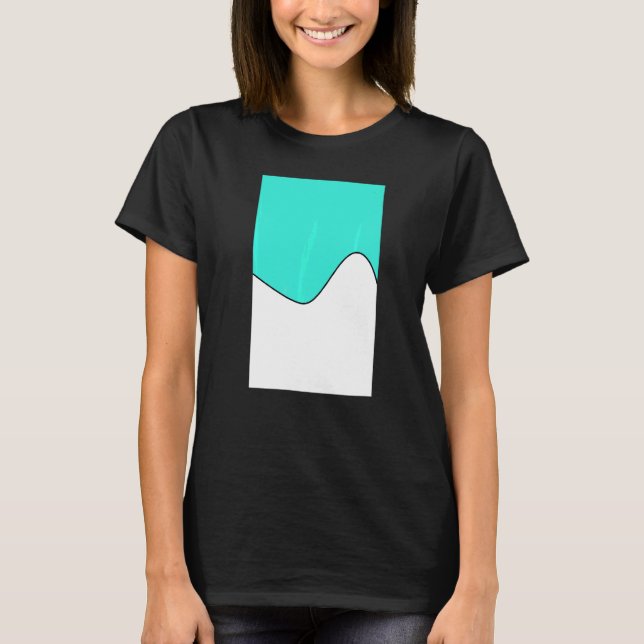 Geometric Two Tone Wave Pattern Turquoise And Whit T-Shirt (Front)