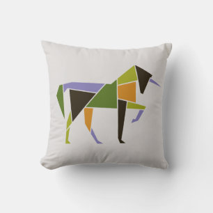 Geometric Unicorn Modern Abstract  Tangram Animal Cushion
