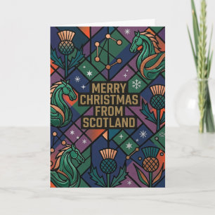 Geometric Unicorn Thistle Christmas Card