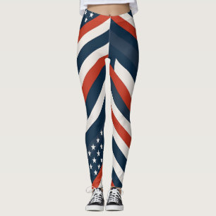 Geometric USA Flag Pattern Modern Women's Leggings