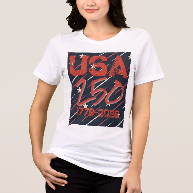 Geometric USA Flag Pattern | Modern Women's Tri-Blend Shirt (Front)