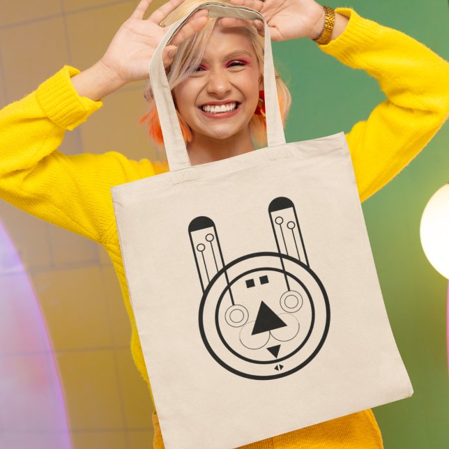 Geometric Usagi Rabbit Zodiac Tote Bag (Step out in style with this geometric Usagi Rabbit totebag.)