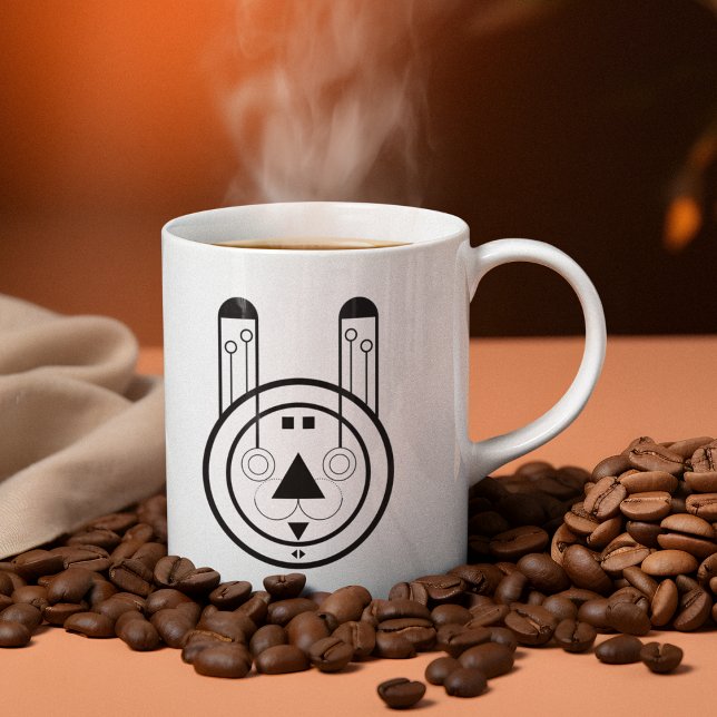 Geometric Usagi Rabbit Zodiac Two-Tone Coffee Mug (Sip your sign - the Usagi Rabbit mug brings bold zodiac energy to your daily brew.)