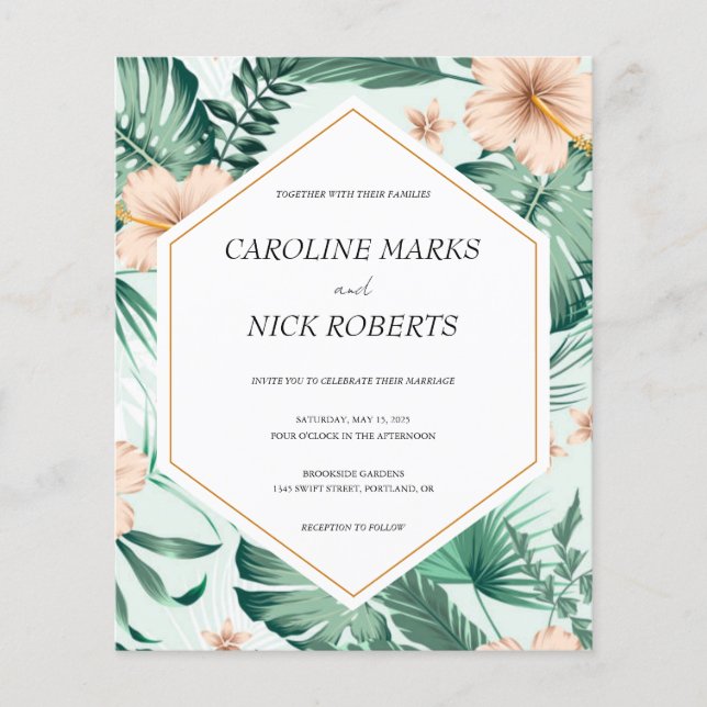 Geometric Vibrant Tropical Wedding Invitation  Flyer (Front)