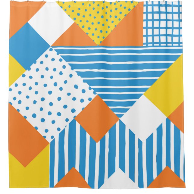 Geometric Vintage Abstract Background Design Shower Curtain (Front)