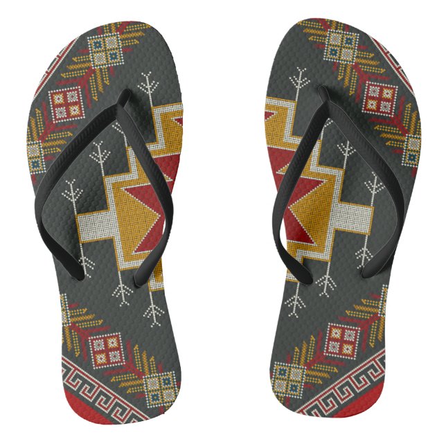 Geometric vintage classic colourful-fashion cute flip flops (Footbed)