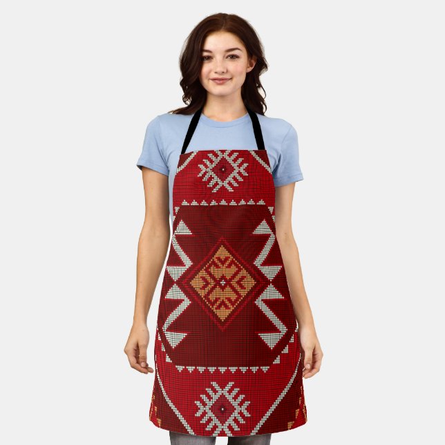 Geometric vintage classic colourful-trendy fashion apron (Worn)
