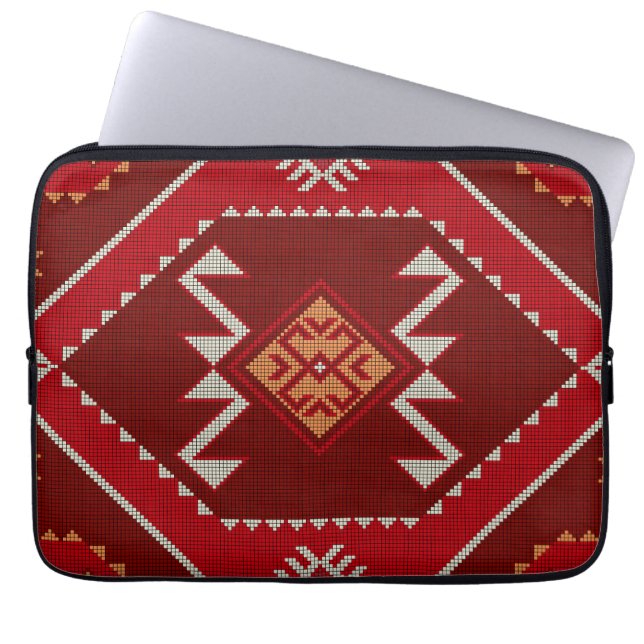 Geometric vintage classic colourful-trendy fashion laptop sleeve (Front)
