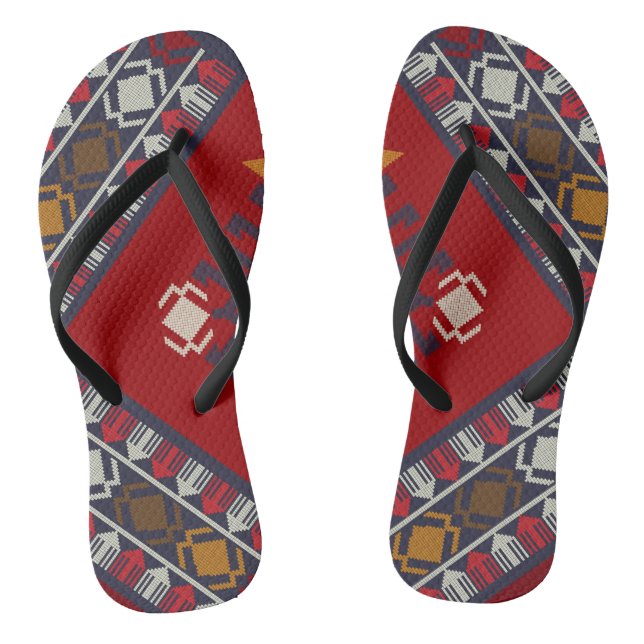 Geometric vintage classic cute-stylish colourful flip flops (Footbed)