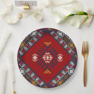 Geometric vintage classic cute-stylish colourful paper plate