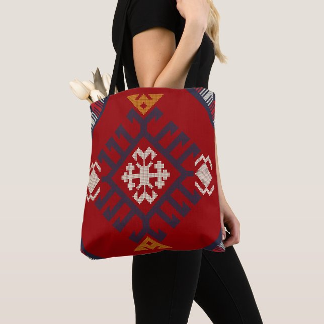 Geometric vintage classic cute-stylish colourful tote bag (Close Up)