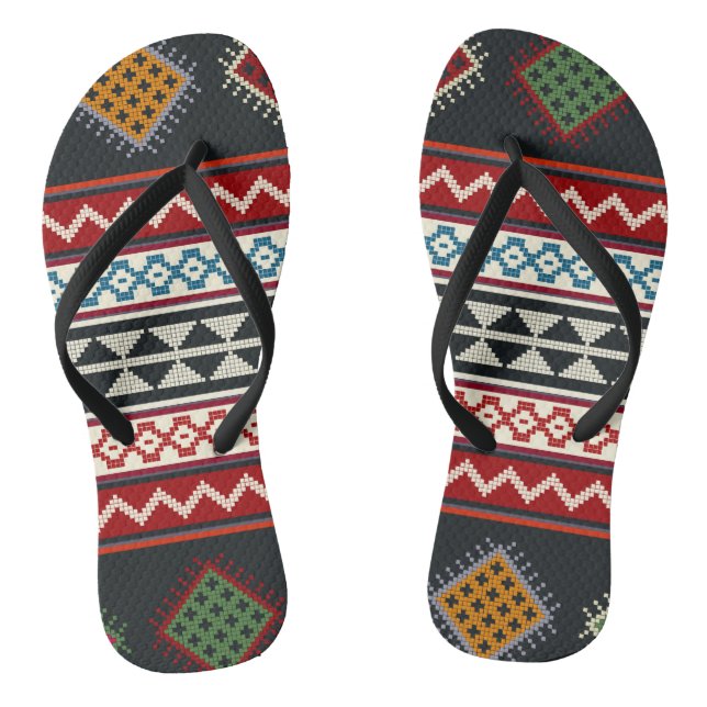 Geometric vintage classic cute-trendy colourful flip flops (Footbed)
