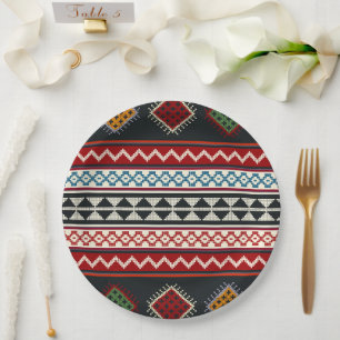 Geometric vintage classic cute-trendy colourful paper plate
