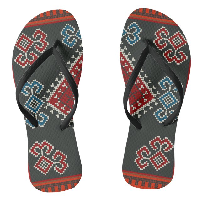 Geometric vintage classic fashion-trendy colourful flip flops (Footbed)