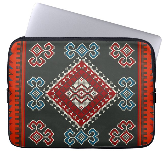 Geometric vintage classic fashion-trendy colourful laptop sleeve (Front)