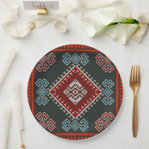 Geometric vintage classic fashion-trendy colourful paper plate
