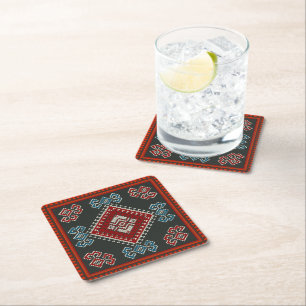Geometric vintage classic fashion-trendy colourful square paper coaster