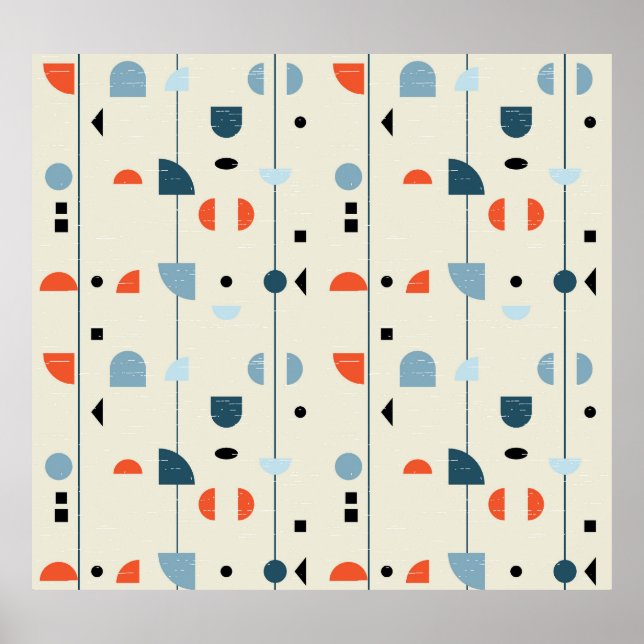Geometric vintage: mid-century seamless pattern. poster (Front)