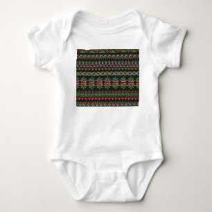 Geometric vintage: seamless patterns set. baby bodysuit