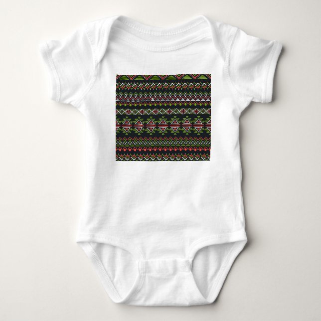 Geometric vintage: seamless patterns set. baby bodysuit (Front)
