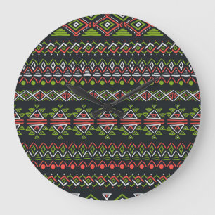 Geometric vintage: seamless patterns set. large clock