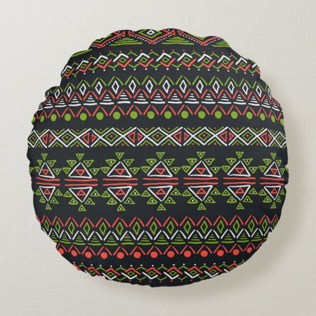 Geometric vintage: seamless patterns set. round cushion (Front)