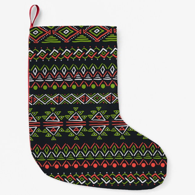 Geometric vintage: seamless patterns set. small christmas stocking (Front)