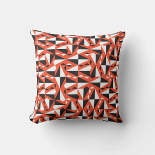 Geometric vintage seamless textile pattern in red, cushion