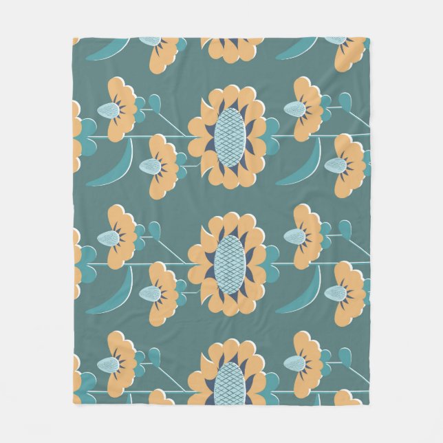 Geometric Vintage: Textile Nautical Motif Fleece Blanket (Front)