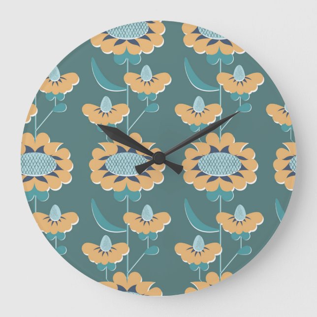 Geometric Vintage: Textile Nautical Motif Large Clock (Front)