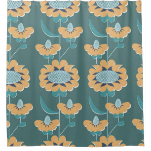 Geometric Vintage: Textile Nautical Motif Shower Curtain