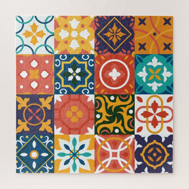 Geometric Vintage Tiles Ornate Pattern Jigsaw Puzzle (Vertical)
