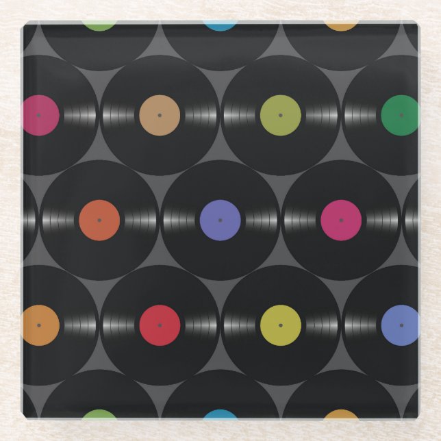 Geometric Vinyl: Simple Seamless Background. Glass Coaster (Front)