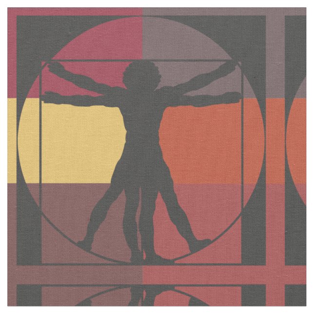 Geometric Vitruvian Man Fabric (Close Up)