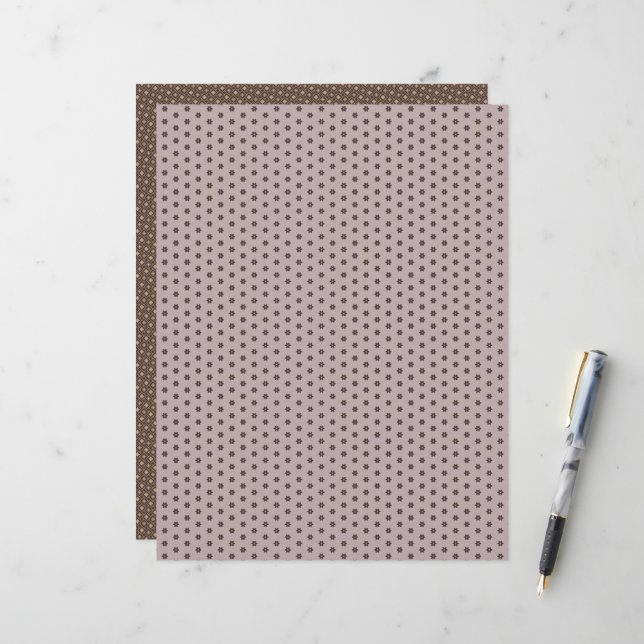 Geometric Warm Neutrals Flowers Scrapbook Paper (Front/Back In Situ)