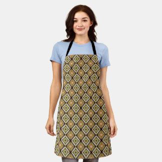 Geometric Warm Tone Diamond Pattern Apron