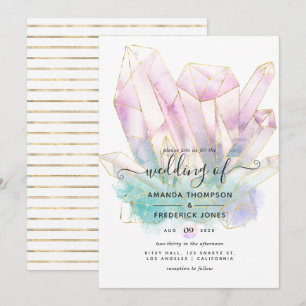 Geometric Watercolor Crystals Wedding Invitation