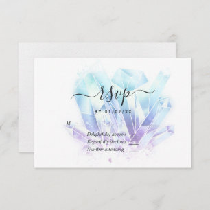 Geometric Watercolor Crystals Wedding RSVP Card