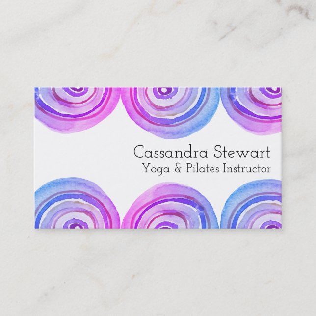 Geometric watercolor design purple blue Arches Business Card (Front)