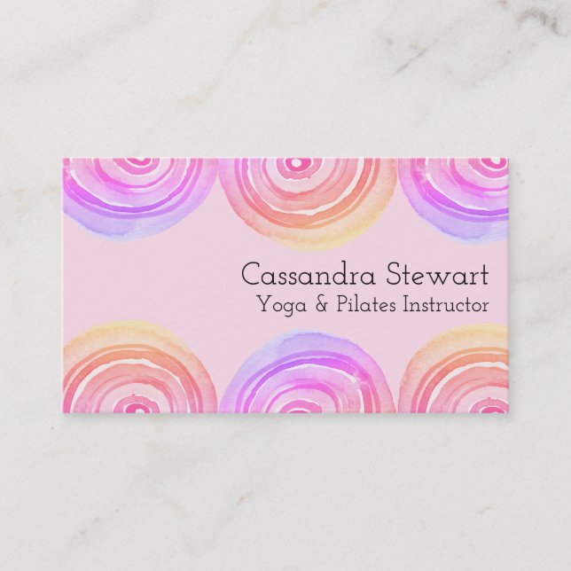 Geometric watercolor design Warm Pink Arches Business Card (Front)