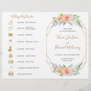 Geometric Watercolor Flower FoldedWedding Timeline