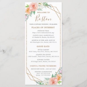 Geometric Watercolor Flower Wedding Timeline Card