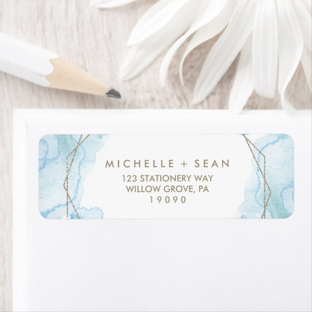 Geometric Watercolor Light Blue Wedding (Insitu)